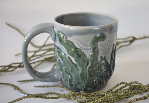 Seaweed Ceramic Mug made by Painted Lady Pottery