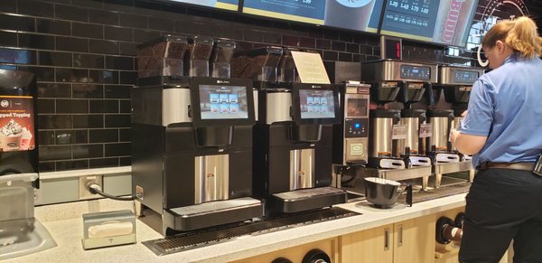 This is just a sliver of all the coffee stations and this one is touch screen