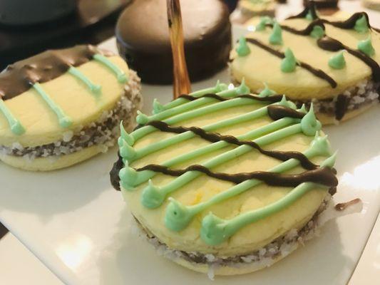 Caramel Cookie Sandwiches w/chocolate drizzle! 
 Call us today!