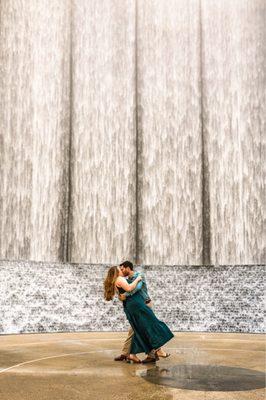 Houston destination wedding photographer- - engagement photography-Gerald D. Hines Waterwall Park- downtown houston