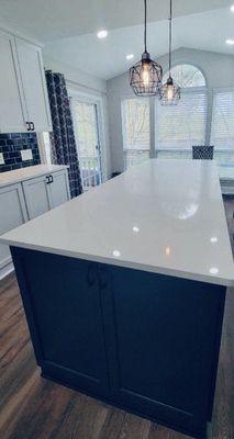 Gorgeous custom island & cabinets with seating. Part of a complete kitchen Renovation.