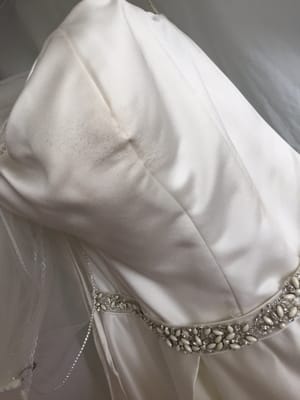 MY WEDDING DRESS GOT RUINED IN THIS DRY CLEANER" They scrubbed my wedding dress until the fabric was falling apart!!!