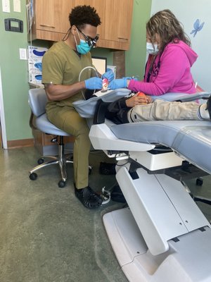 Dr Grant and one of the sweetest dental assistants!