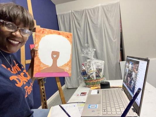 Having a great time with some amazing people during our virtual paint and sip party. -- BE! Creative Arts Center