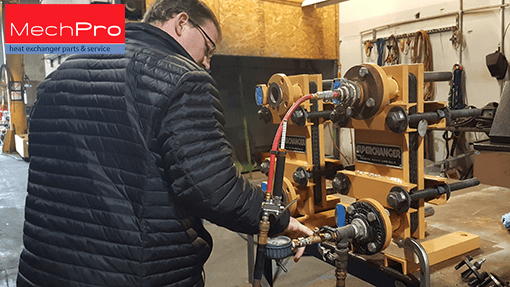 Pressure Testing US Coast Guard ship heat exchanger units.