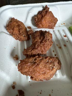 Are these even wings?  Can't tell underneath all of the breading!