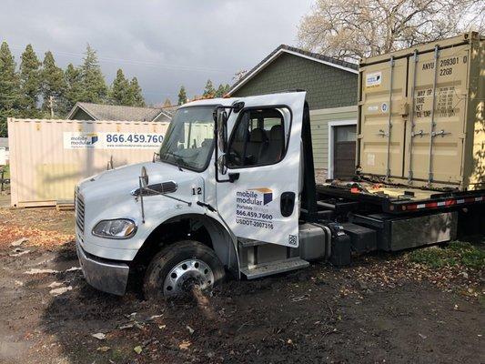 Not the best conditions but they were able to remove it from the property.