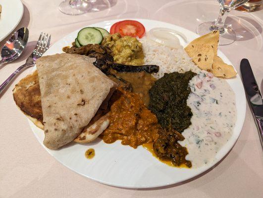 Delicious Indian food catered at a wedding at the Starling hotel in Midtown Atlanta. Peri Peri Catering of Buford, Georgia. My plate.