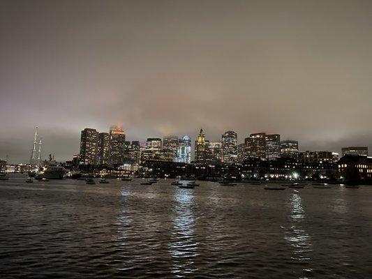 Boston skylight on a foggy night