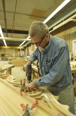 STW WoodShop Manager, Chris Roe, working on custom architectural details for an award-winning home in Beverly Farms.