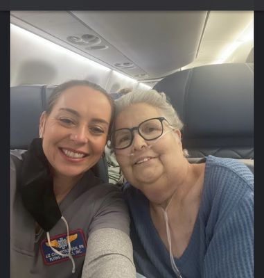 Liz and my aunt on the plane