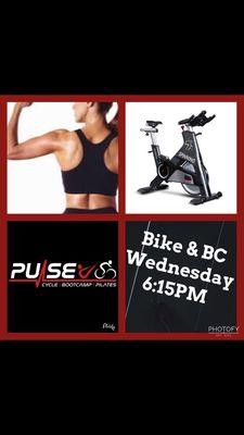 Bike & BC- Cycle then off the bike to lift weights and work on core- finish on the bike!