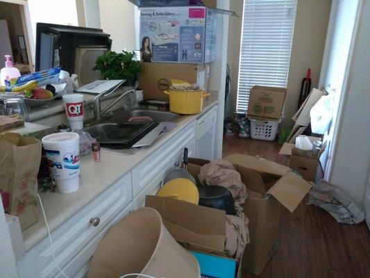 Kitchen before unpacking.