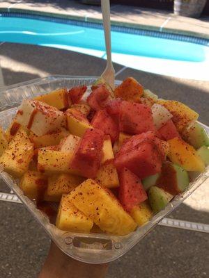 $5 for this big plate of fresh fruit, the place it's very clean they keep the fruit in really god temperature