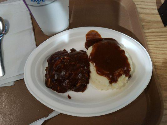 Cube steak and homemade mashed potatoes