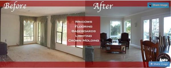 Crystal Basin Construction - Look at these beautiful Windows, Flooring, Baseboards, Lighting, and Crown Molding examples.