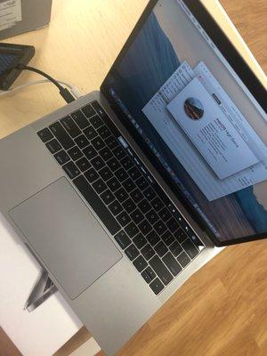 A 2017 Macbook Pro we sold at $1500. It was purchased from an Apple store a couple months prior for $2399+Tax