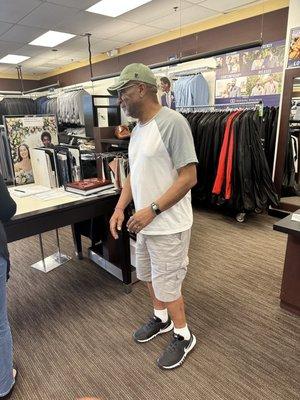 My dad happy  to get fitted