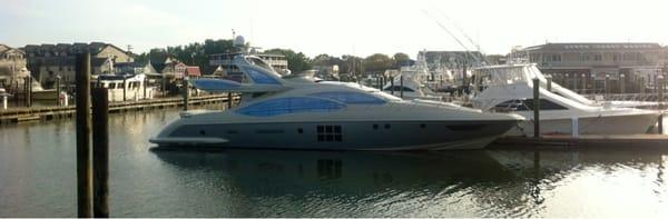 The Azimut 72s with the South Jersey Marina office building in the background.