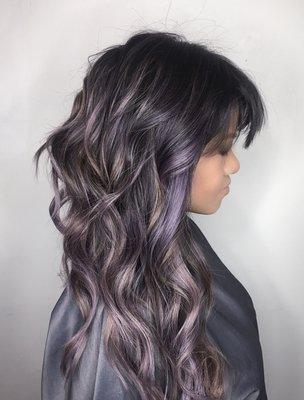 Dusty lavender balayage.