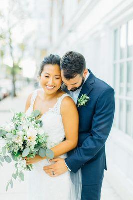 Bride and Groom's enchanting photo taken in the surrounding area.