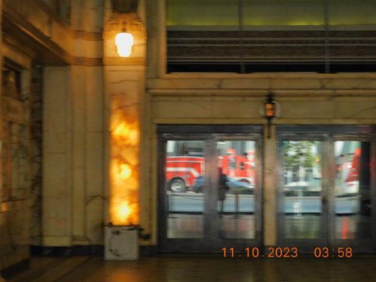 Marble grand entrance of the lobby when you enter the theater the feel of the ages and the atmosphere you feel .