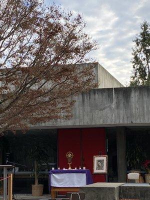 Outdoor Courtyard (set up for Advent Penance Service during COVID-19 pandemic)