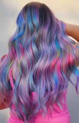 Pastel rainbow hair