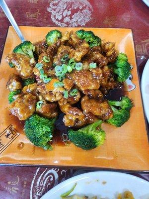 Orange chicken sauce is good .Chicken is cook perfectly and crunchy.