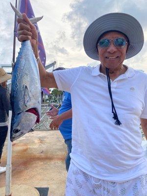 My dad happy with his tuna