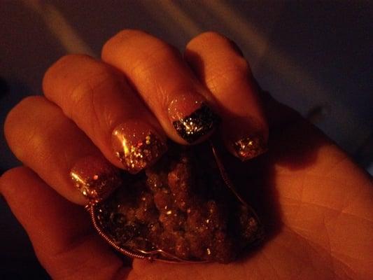 Black & pink nails.  I tried to be artistic with the photo.