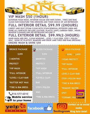 This is our prices and detail packages call us