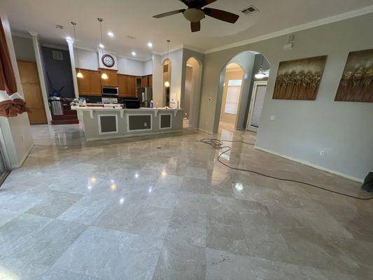 Travertine polishing and sealing