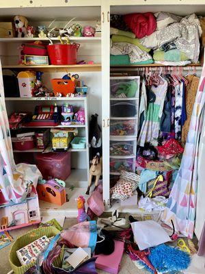 Child's Closet - BEFORE Decluttering & Organizing