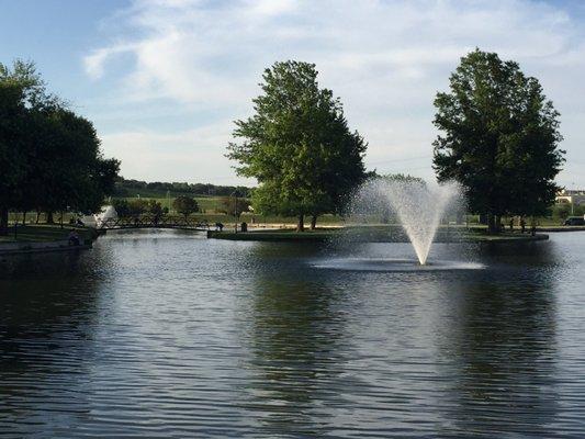 One of three fountains in the lake