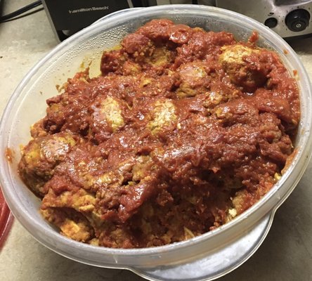 Chicken Parmigiana and Meatballs left over after giving everyone to take home