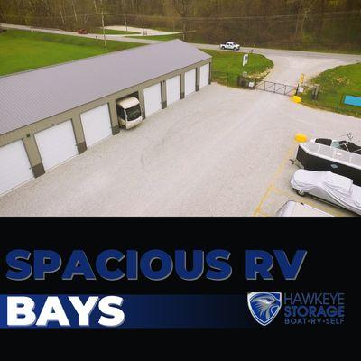 Experience the convenience of exclusive access with our spacious RV bays, each featuring its own entrance and a generously-sized door.