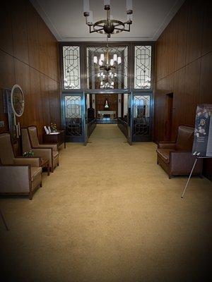 Inside view: lobby and chapel inside mausoleum