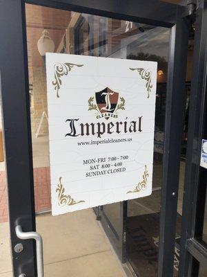 The big sing on the building says "We Care Cleaners", but the sign on the door still says "Imperial". Confusing name change.