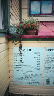 Coffee menu