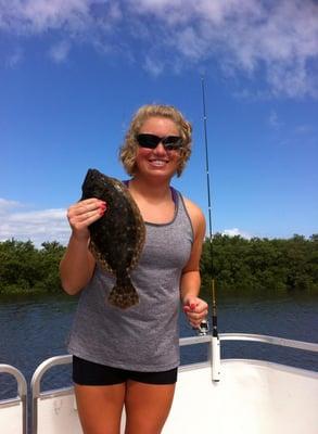 A nice flounder caught on an afternoon fishing charter in South Daytona