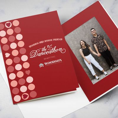 Personalized photo folder for a Valentine's Day event. Full-color imprint on the front cover.