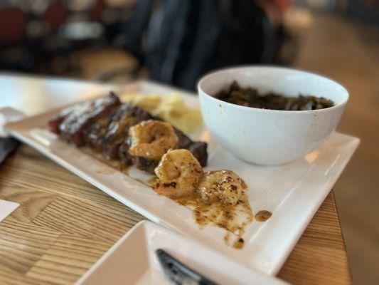 Surf & Turf (with collards substituted for vegetable medley)