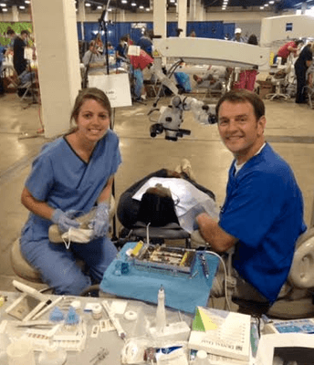 Dr. Steinkruger treating patients during free clinic day in South Carolina.