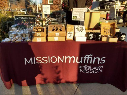 Holiday table with boxed gifts!! Great prices. Support the mission.