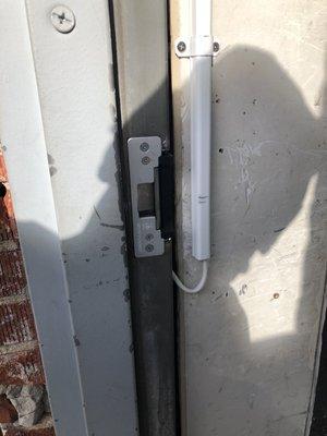 Install access control. + Electric strike