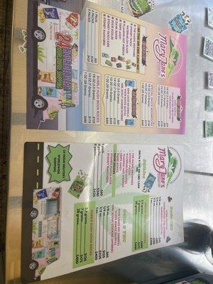 Mary Jane's Bakery Co. CBD and Delta 8 THC menu.