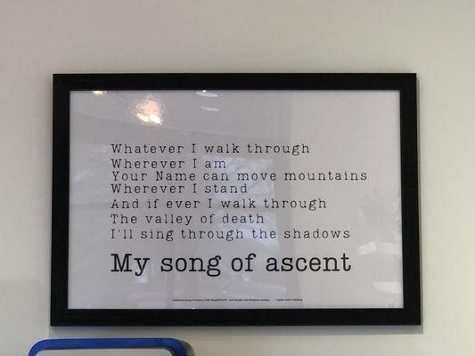 Joel Houston & Benjamin Hastings "Song of Ascent) poster in waiting area.