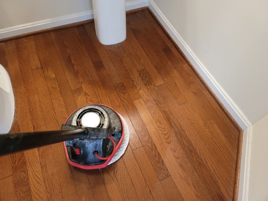 Hardwood bathroom cleaning