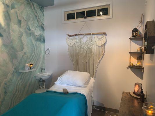 Bliss Room- Our beautiful agate wall treatment room